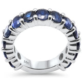 6.58ct G SI 14K White Gold Blue Sapphire Gemstone Band Ring Size 6.5