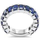 4.98ct G SI 14K White Gold Blue Sapphire Gemstone Band Ring Size 6.5