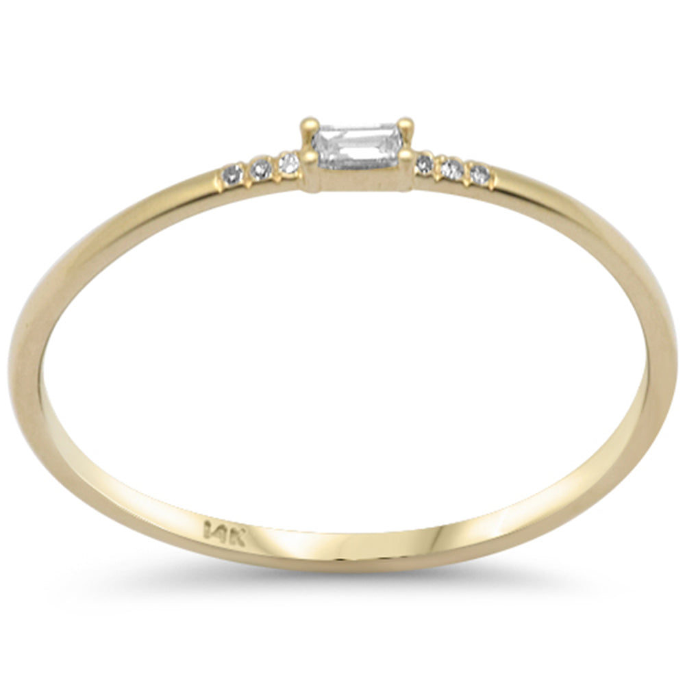 .06ct G SI 14K Yellow Gold Diamond Baguette & Round Thin Band Ring Size 6.5