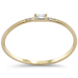 .06ct G SI 14K Yellow Gold Diamond Baguette & Round Thin Band Ring Size 6.5