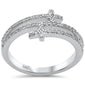 <span style="color:purple">SPECIAL!</span> .28ct G SI 14k White Gold Diamond Sideways Wrap Around Cross Band Ring Size 6.5
