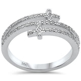 .28ct G SI 14k White Gold Diamond Sideways Wrap Around Cross Band Ring Size 6.5
