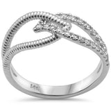 .25ct G SI 14K White Gold Diamond Leaf Style Band Ring Size 6.5