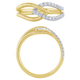 .24ct G SI 14K Yellow Gold Diamond Leaf Style Band Ring Size 6.5