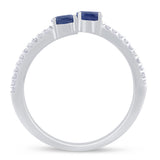 .69ct G SI 14K White Gold Diamond & Blue Sapphire Gemstones Wrap Around Band Ring  Size 6.5