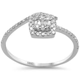 .25ct G SI 14K White Gold Diamond Round & Baguette Band Ring  Size 6.5