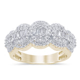 <span>DIAMOND CLOSEOUT! </span>.82ct G SI 14K Yellow Gold Round & Baguette Diamond Band Ring Size 6.5