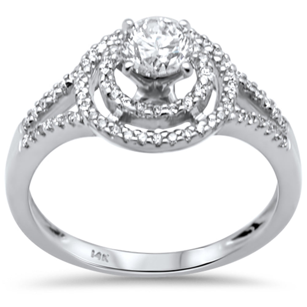 <span style="color:purple">SPECIAL!</span> .74ct G SI 14K White Gold Diamond Halo Style Engagement Ring Size 6.5