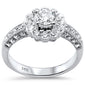 <span style="color:purple">SPECIAL!</span> 1.10ct G SI 18K White Gold Diamond Halo Flower Style Engagement Ring Size 6.5