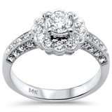1.10ct G SI 18K White Gold Diamond Halo Flower Style Engagement Ring Size 6.5