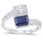 <span style="color:purple">SPECIAL!</span> 1.71ct G SI 14K White Gold Diamond & Blue Sapphire Gemstones Wrap Around Band Ring Size 6.5