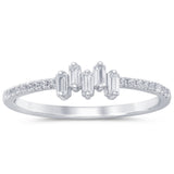 .21ct G SI 14K White Gold Round & Baguette Diamond Band Ring Size 6.5