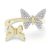 .13ct G SI 14K Yellow Gold Diamond Butterfly Ring Band Size 6.5