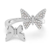  .13ct G SI 14K White Gold Diamond Butterfly Ring Band Size 6.5