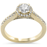 <span style="color:purple">SPECIAL!</span>.71ct G SI 14K Yellow Gold Round Diamond Halo Solitaire Engagement Ring Size 6.5
