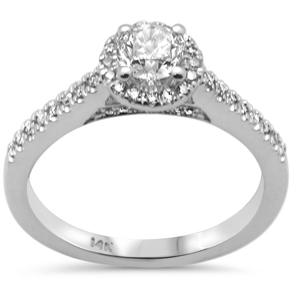 .77ct G SI 14K White Gold Diamond Halo Solitaire Engagement Ring Size 6.5