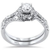 1.13ct G SI 14K White Gold Diamond 2pcs Solitaire Engagement Ring Bridal Set Size 6.5