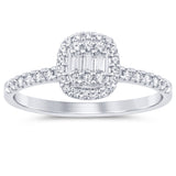 .37ct G SI 14K White Gold Round & Baguette Diamond Engagement Ring Size 6.5