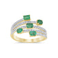 <span style="color:purple">SPECIAL!</span> 1.07ct G SI 14K Yellow Gold Diamond & Emerald Gemstones Wrap Around Band Ring Size 6.5
