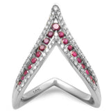 <span style="color:purple">SPECIAL!</span> .77ct G SI 14K White Gold Diamond & Ruby Gemstones Band Ring Size 6.5