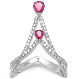 <span style="color:purple">SPECIAL!</span> .93ct G SI 14K White Gold Diamond & Ruby Gemstones Band Ring Size 6.5