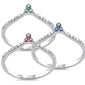 <span style="color:purple">SPECIAL!</span> .58ct G SI 14K White Gold 3pcs Diamond & Gemstones Band Ring Size 6.5