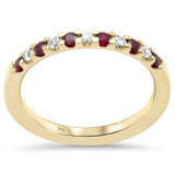 .36ct G SI 14K Yellow Gold Diamond & Ruby Gemstones Band Ring Size 6.5