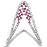 .51ct G SI 14K White Gold Diamond & Ruby Gemstones Band Ring Size 6.5