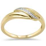 .03ct G SI 10K Yellow Gold Diamond Wave Band Ring Size 6.5