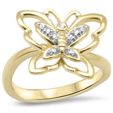 .04ct G SI 10K Yellow Gold Diamond Butterfly Ring Size 6.5