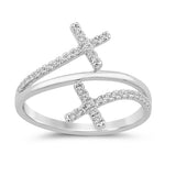 .15ct G SI 14K White Gold Diamond Cross Ring Band Size 6.5