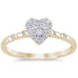 .13ct G SI 14K Yellow Gold Diamond Heart Shape Ring Band Size 6.5