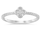 .22ct G SI 14K White Gold Diamond Thin Flower Ring Band Size 6.5