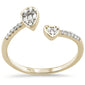 .16ct G SI 14K Yellow Gold Round & Baguette Diamond Open Ring Band Size 6.5