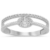 .20ct G SI 14K White Gold Round & Baguette Diamond Ring Band Size 6.5