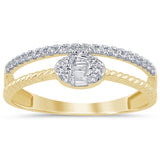 <span style="color:purple">SPECIAL!</span>.21ct G SI 14K Yellow Gold Round & Baguette Diamond Ring Band Size 6.5