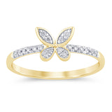 .12ct G SI 14K Yellow Gold Diamond Butterfly Ring Band Size 6.5