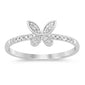 .14ct G SI 14K White Gold Diamond Butterfly Ring Band Size 6.5