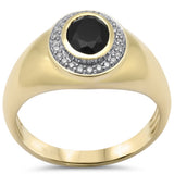 <span style="color:purple">SPECIAL!</span> 1.34ct G SI 10K Yellow Gold Diamond & Black Onyx Band Ring  Size 10