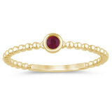 .07ct G SI 14K Yellow Gold Ruby Gemstones Beaded Ring Band Size 6.5
