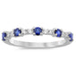 <span style="color:purple">SPECIAL!</span> .62ct G SI 14K White Gold Diamond & Blue Sapphire Gemstones Ring Band Size 6.5