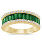 <span style="color:purple">SPECIAL!</span>1.97ct G SI 14K Yellow Gold Diamond & Natural Emerald Gemstones Band Ring Size 6.5