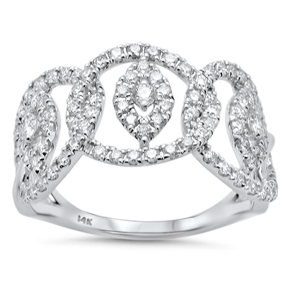 .97ct G SI 14K White Gold Diamond Dome Band Ring Size 6.5