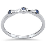 .13ct G SI 14K White Gold Diamond & Blue Sapphire Gemstones Band Ring Size 6.5