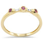 .13ct G SI 14K Yellow Gold Diamond & Ruby Gemstones Band Ring Size 6.5