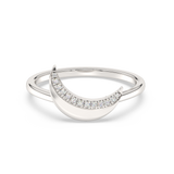 .05ct G SI 14K White Gold Diamond Half Moon Band Ring Size 6.5