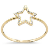 Anillo de banda con forma de estrella de diamante de oro amarillo de 14K, 0,06 ct, G, SI, talla 6,5
