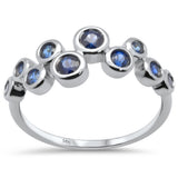 .66ct G SI 14K White Gold Blue Sapphire Gemstones Band Ring Size 6.5