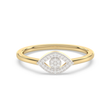 .06ct G SI 14K Yellow Gold Diamond Evil Eye Band Ring Size 6.5