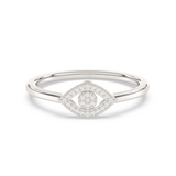 .06ct G SI 14K White Gold Diamond Evil Eye Band Ring Size 6.5